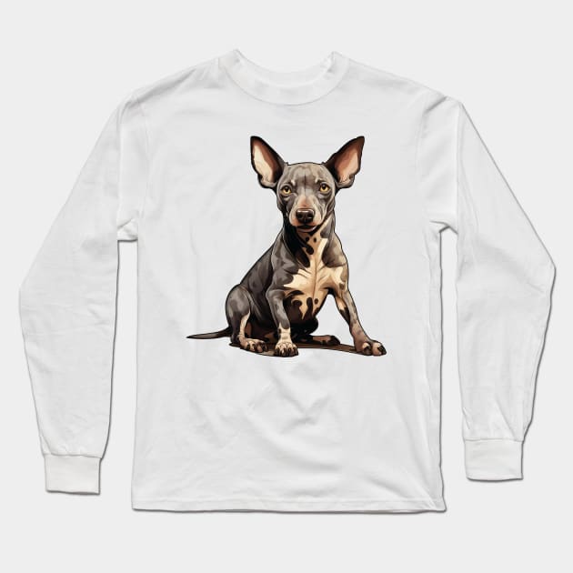 Hairless Terrier Dog Illustration Long Sleeve T-Shirt by whyitsme